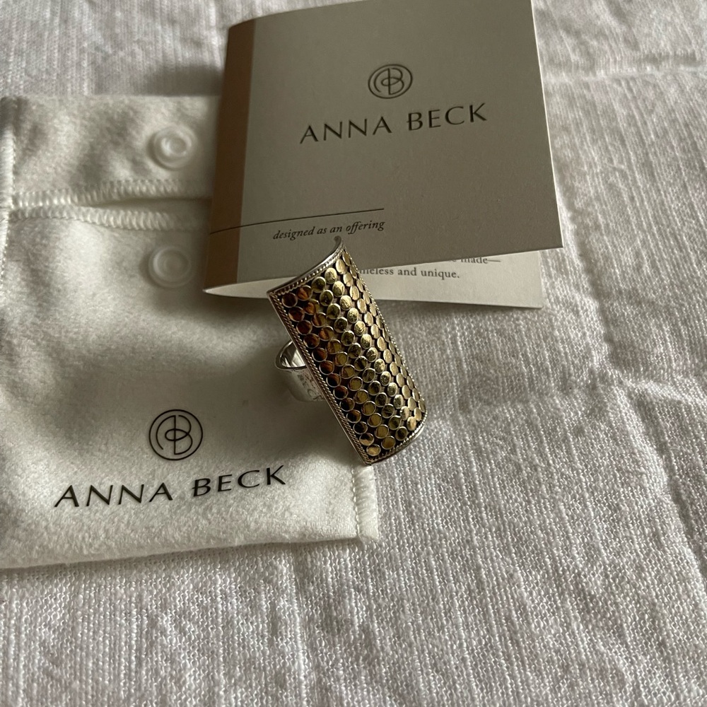 Anna Beck Gold and Sterling Silver Rectangular Shield Ring - Picture 2 of 3